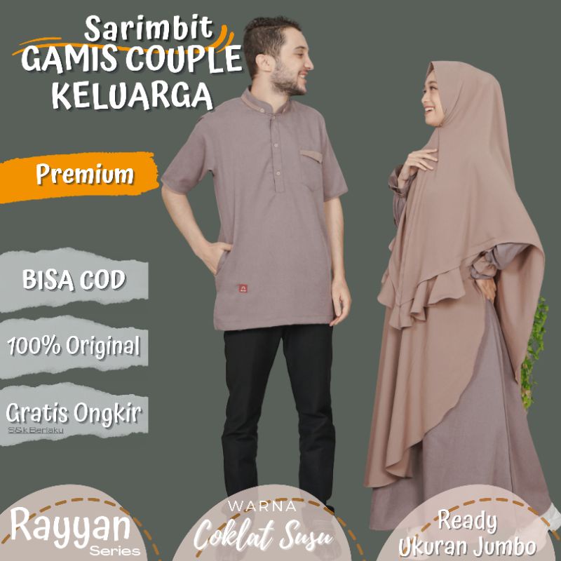 Jual Gamis Couple Pasangan Suami Istri Warna Cream Premium Baju Kemeja