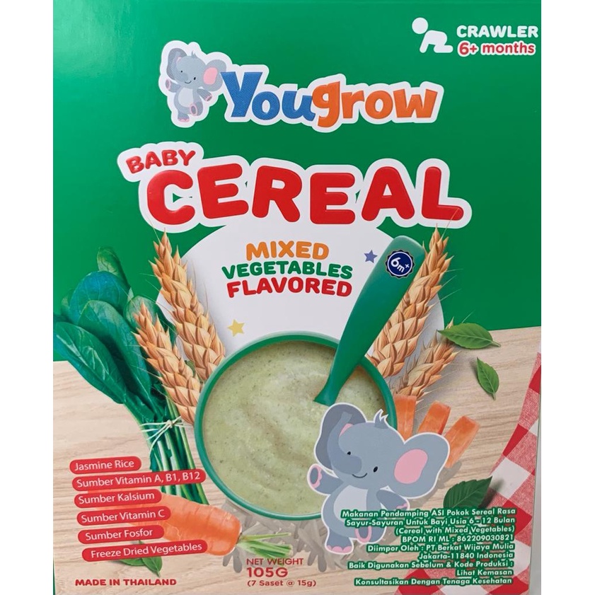 Jual YouGrow Baby Cereal Mixed Vegetables Flavored 105 G Shopee