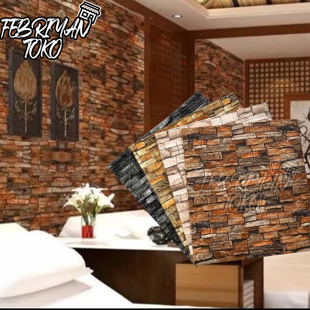 Jual Wallpaper Dinding D Bahan Foam Timbul Model Batu Bata