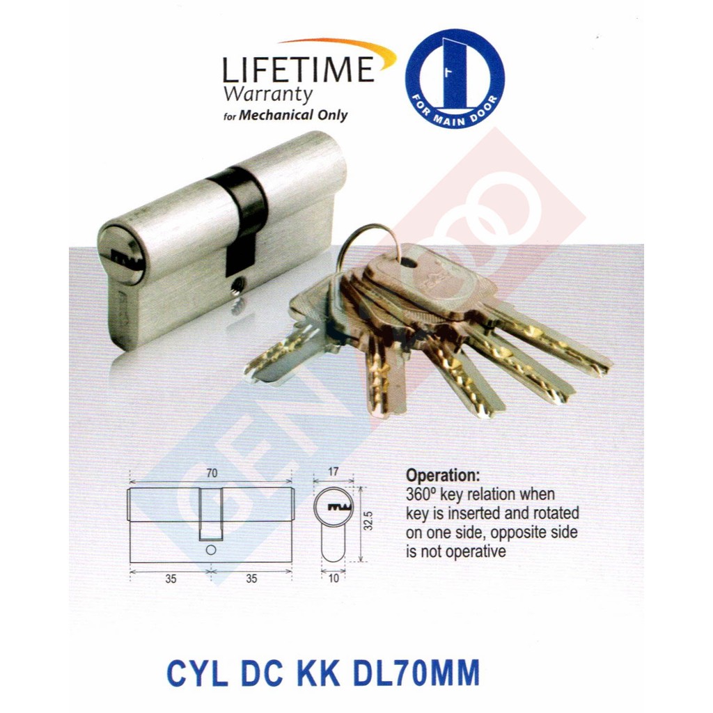 Jual Silinder Kunci Pintu Dekkson Komputer Key Cyl Dc Kk Mm Sn