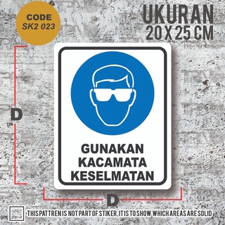 Jual Sticker Safety Sign Warning Sign Gunakan Kacamata Keselamatan K3