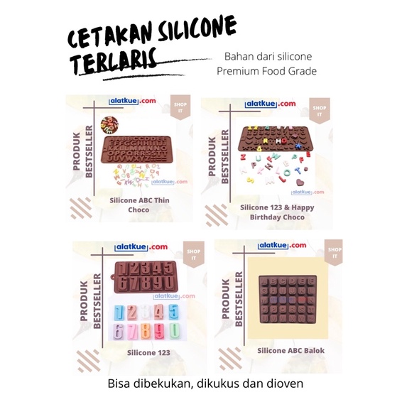 Jual Silicone Alphabet Number Happy Birthday Cetakan Silikon Coklat