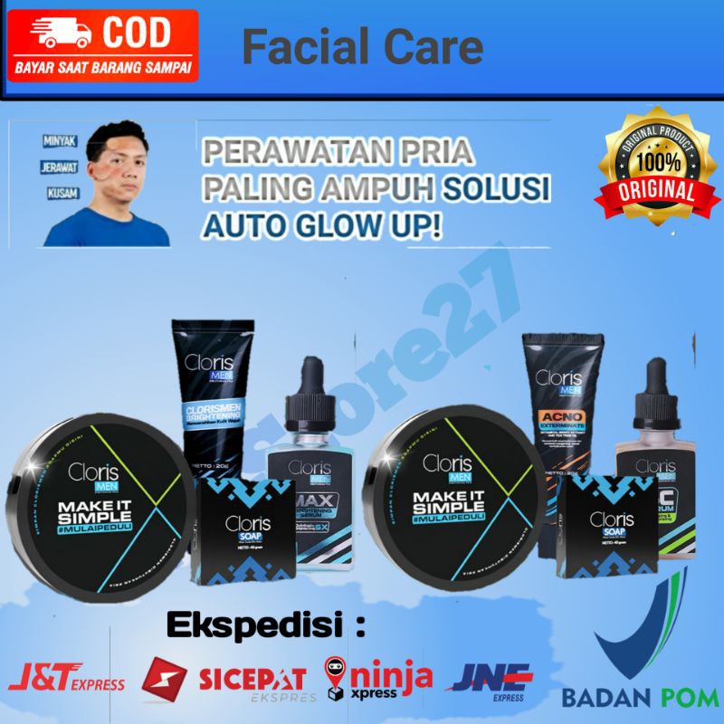 Jual Paket Clorismen Skincare Brightening Acno Cloris Men Perawatan