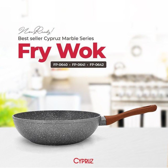 Jual Cypruz Frywok 20Cm 24cm 26 Cm 28 Cm Marble Pan Ceramic Coating