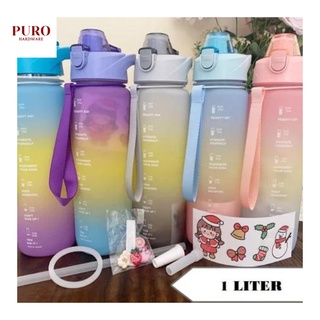 Jual Botol Minum 1 Liter Gradasi Tumbler Viral Free Stiker Lucu Botol