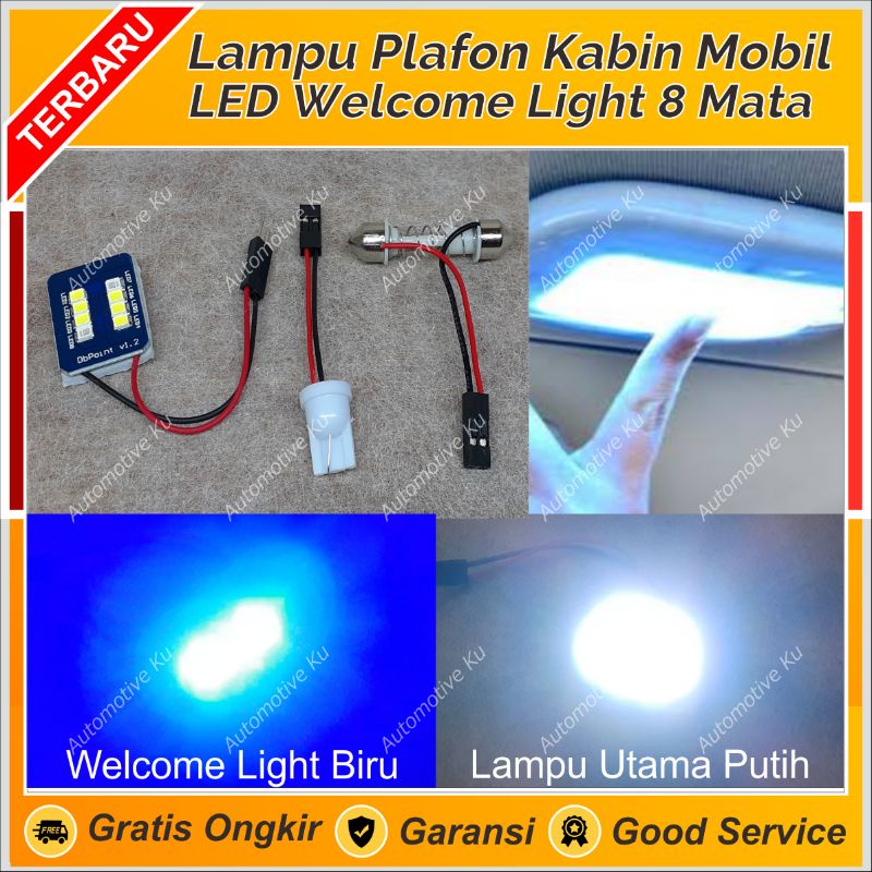 Jual LAMPU LED PLAFON KABIN MOBIL SOKET T10 KAPSUL FESTON 8 TITIK