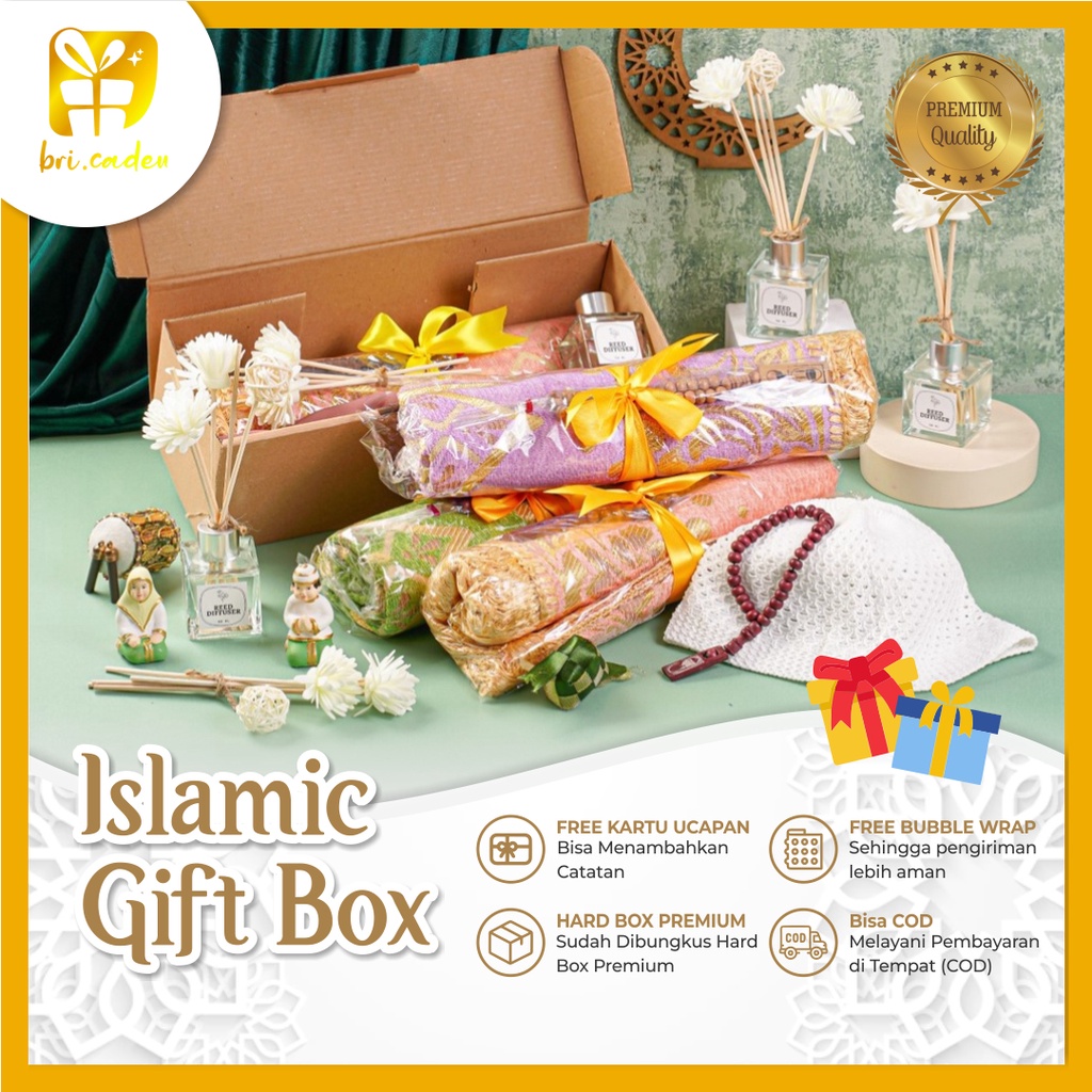 Jual Islamic Gift Box Kado Muslim Sarung Peci Rajut Kopiah Tasbih