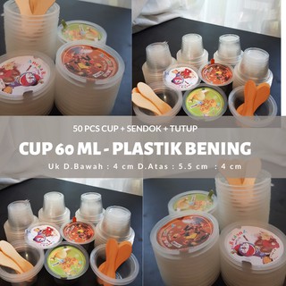 Jual Cup Es Gelas Plastik Es Krim Pudding Bening Tutup 60ml Cup Es