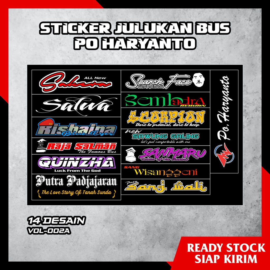 Jual Stiker Julukan Bus Po Haryanto V A Sticker Bismania