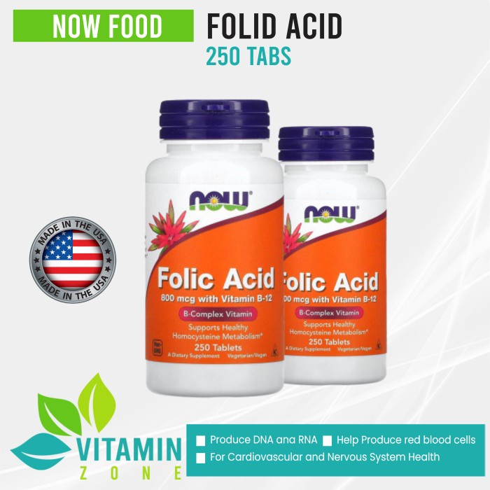 Jual Now Foods Folic Acid Mg With Vitamin B Mcg Tablet Asam