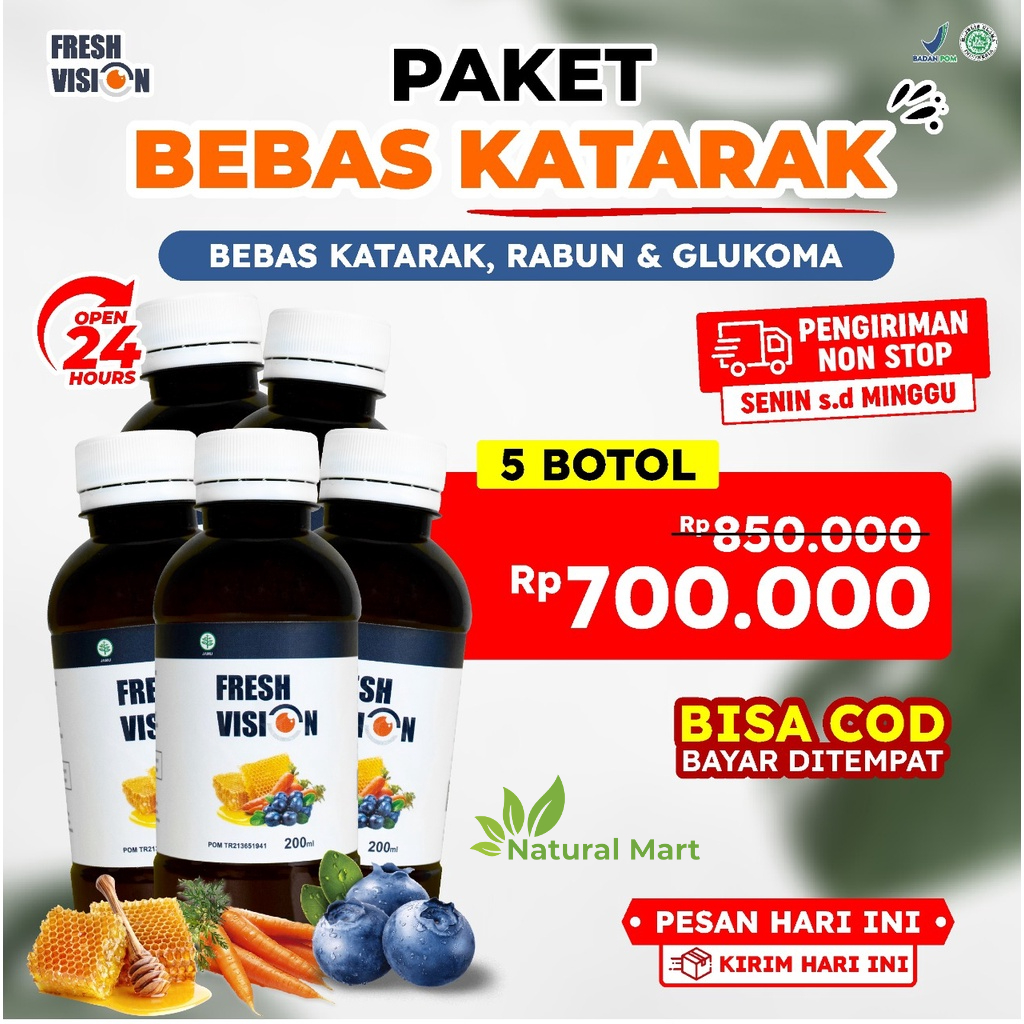 Jual Paket Bebas Katarak Madu Fresh Vision 5 Botol Suplemen Madu 100