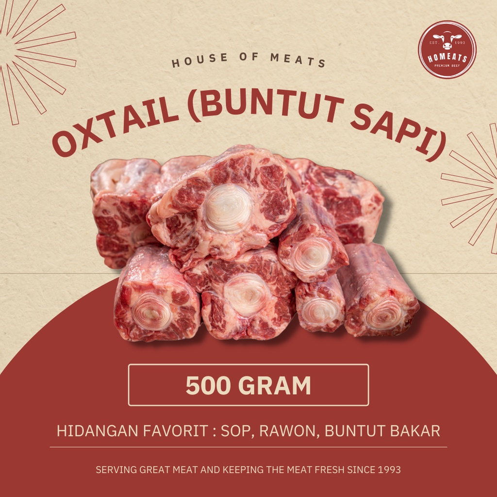 Buntut Sapi Segar Lokal Oxtail Center Cut Fresh 500 Gram 1 2 KG