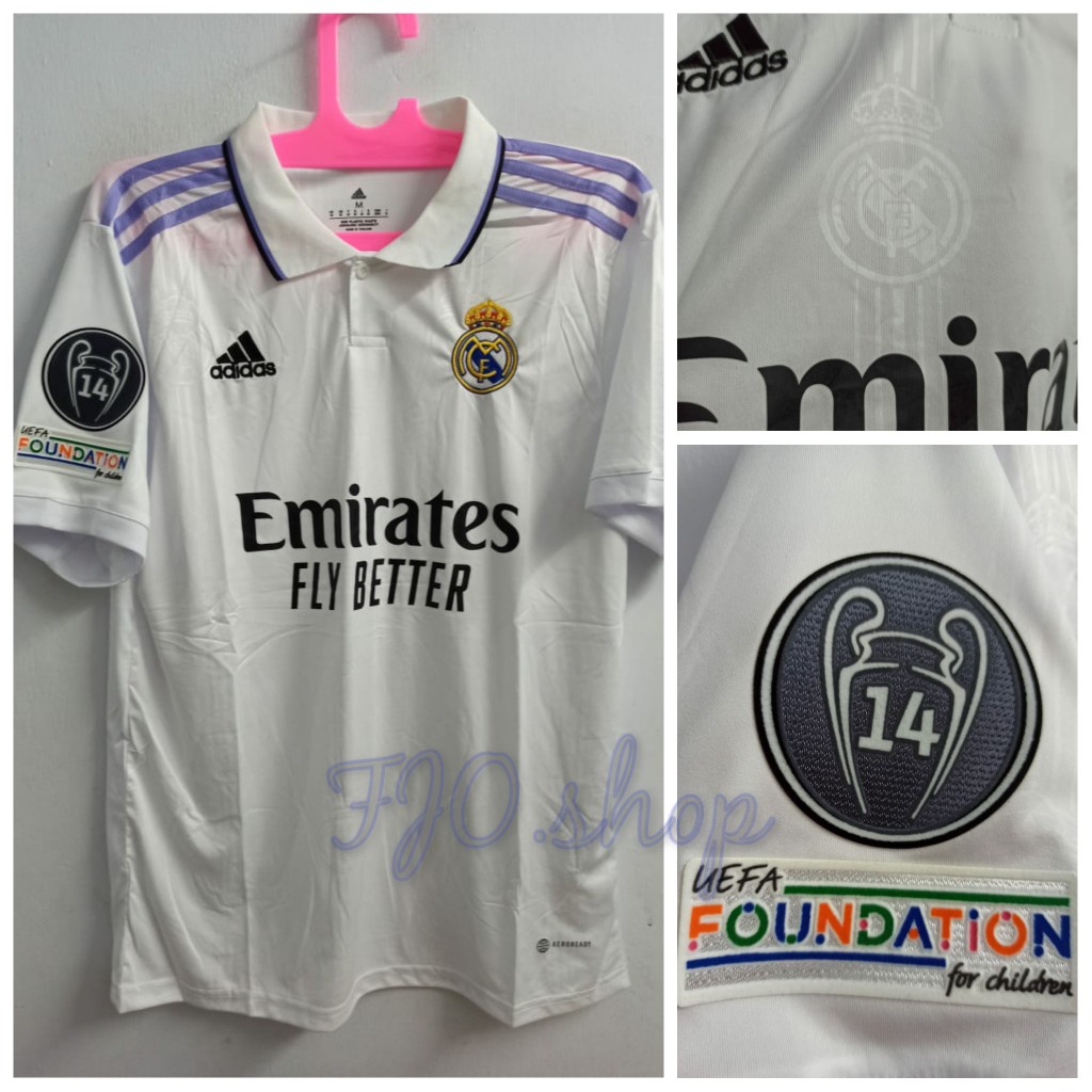 Jual JERSEY BAJU BOLA REAL MADRID HOME 2022 FULLPATCH UCL Shopee