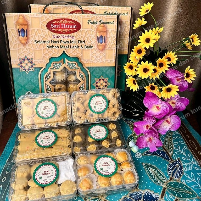 Jual Paket Kue Kering Lebaran Paket Diamond Sari Harum Isi Toples