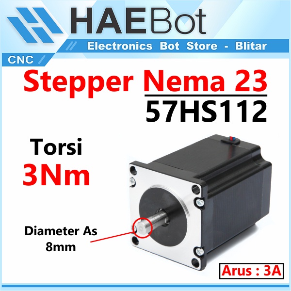 Jual HAEBOT Motor Stepper Nema 23 57HS112 3Nm 112mm 3A CNC Robot