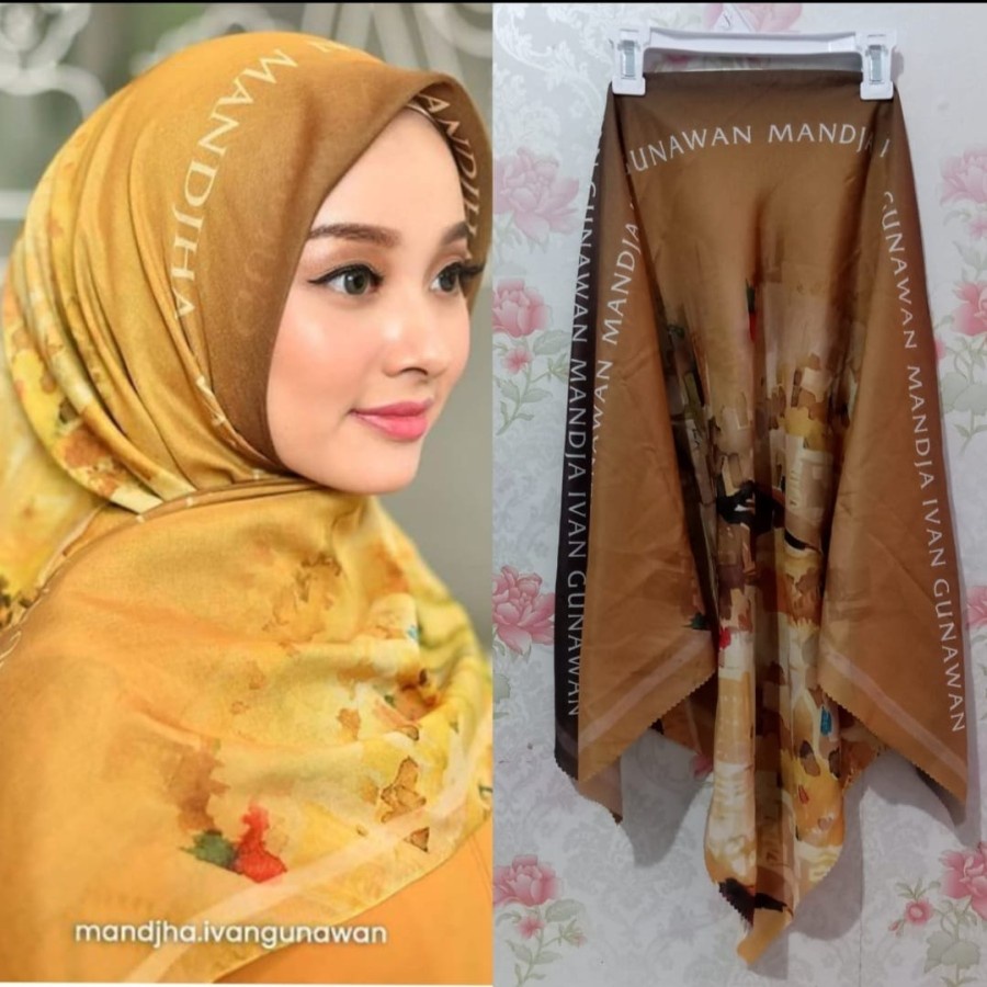 Jual Hijab Segi Empat Motif Tulisan Mandjha Shopee Indonesia