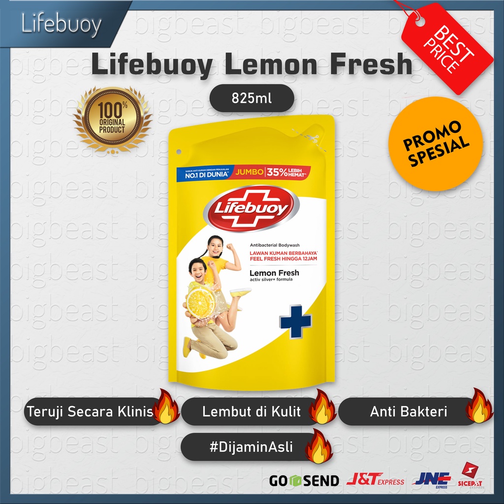 Jual Lifebuoy Body Wash Sabun Cair Lemon Fresh Refill 825mL Shopee