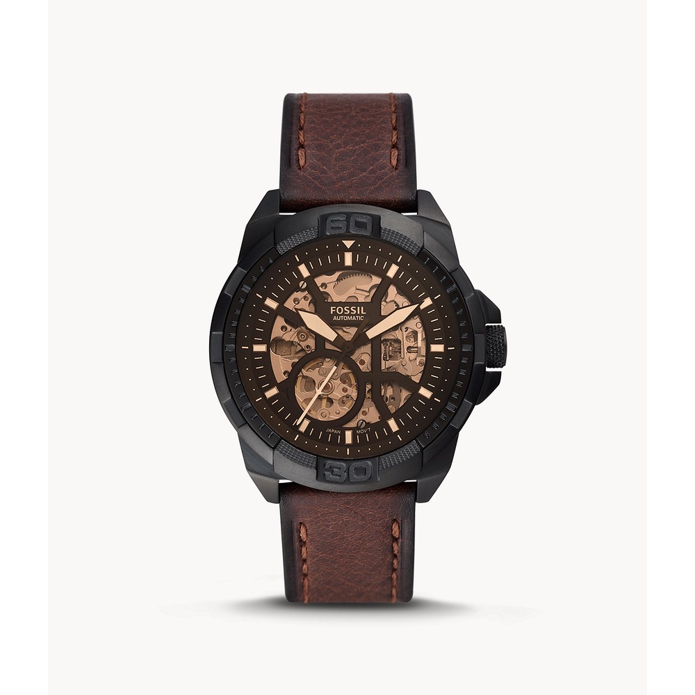 Jual Jam Tangan Pria Otomatis Bronson Automatic Skeleton Dial Brown