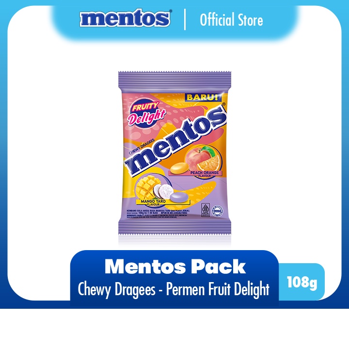 Jual Mentos Chewy Dragees Fruity Delight Pack 108g Permen Mint Rasa