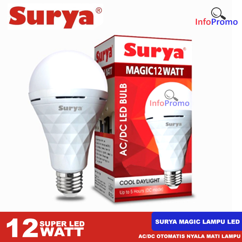 Jual Lampu LED Surya Magic 12 Watt Emergency Lamp Nyala Otomatis Saat