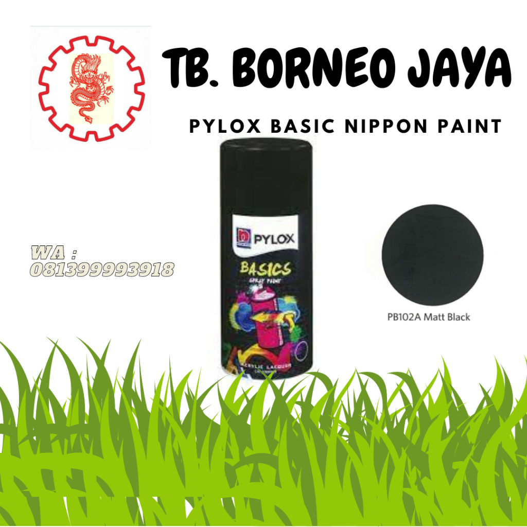 Jual Cat Semprot Nippon Paint Pylox Basic PB 102A Matt Black 300 Cc