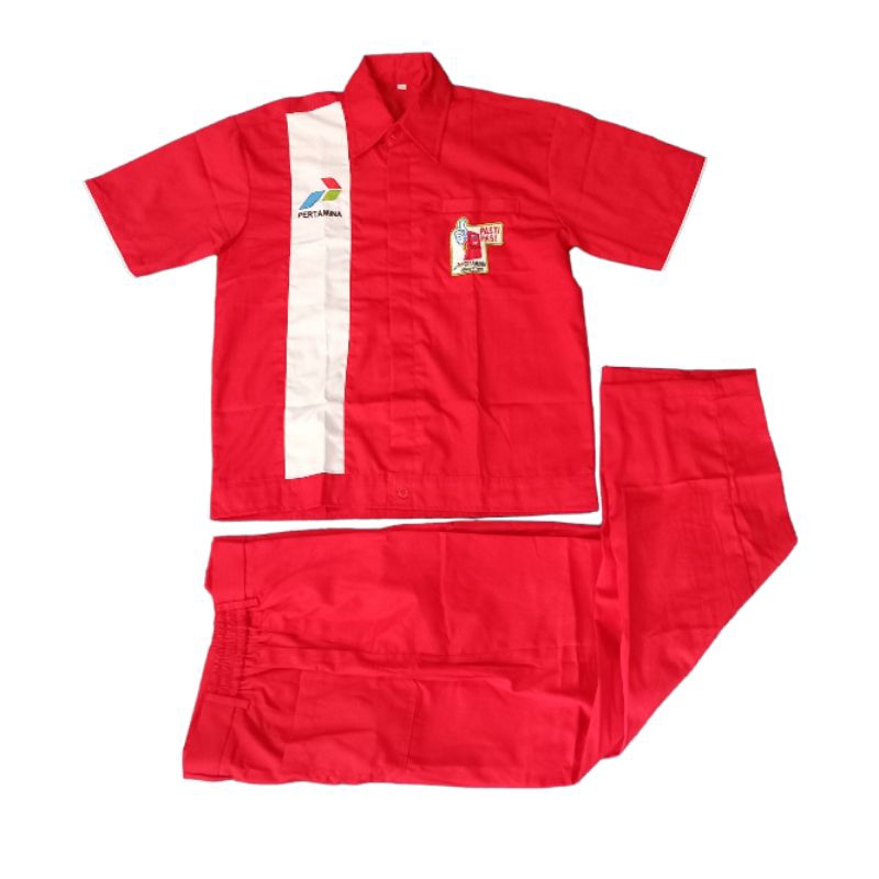 Jual Seragam Merah Operator Spbu Pertamina Pasti Pas Baju Kerja Pria