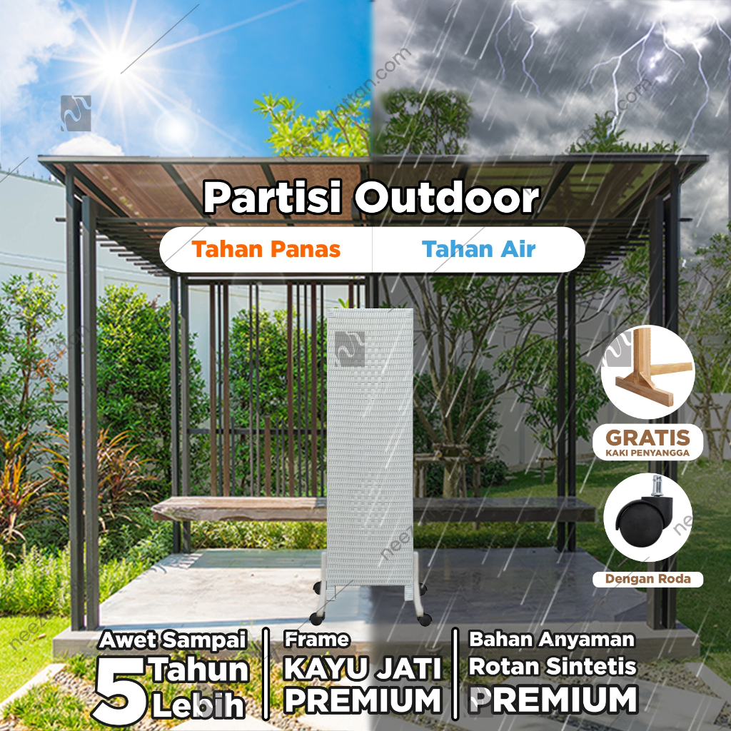 Jual PARTISI OUTDOOR 1 Pintu Sketsel Rotan Kayu JATI Pembatas Penyekat