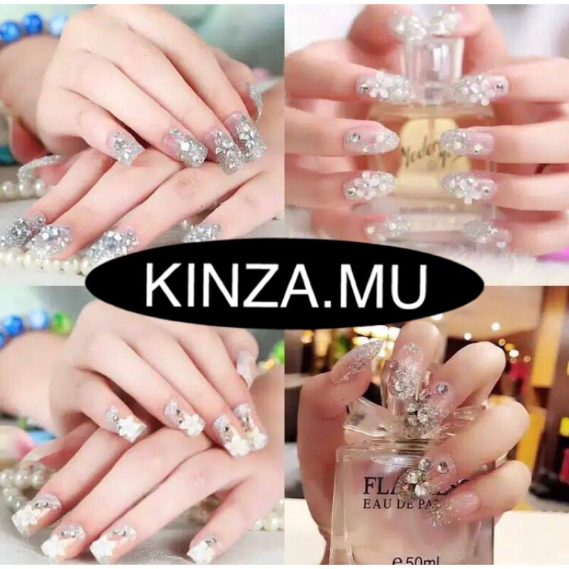 Jual WEDDING FAKE NAILS 3D KUKU PENGANTIN MOTIP MEWAH 24 PCS FREE