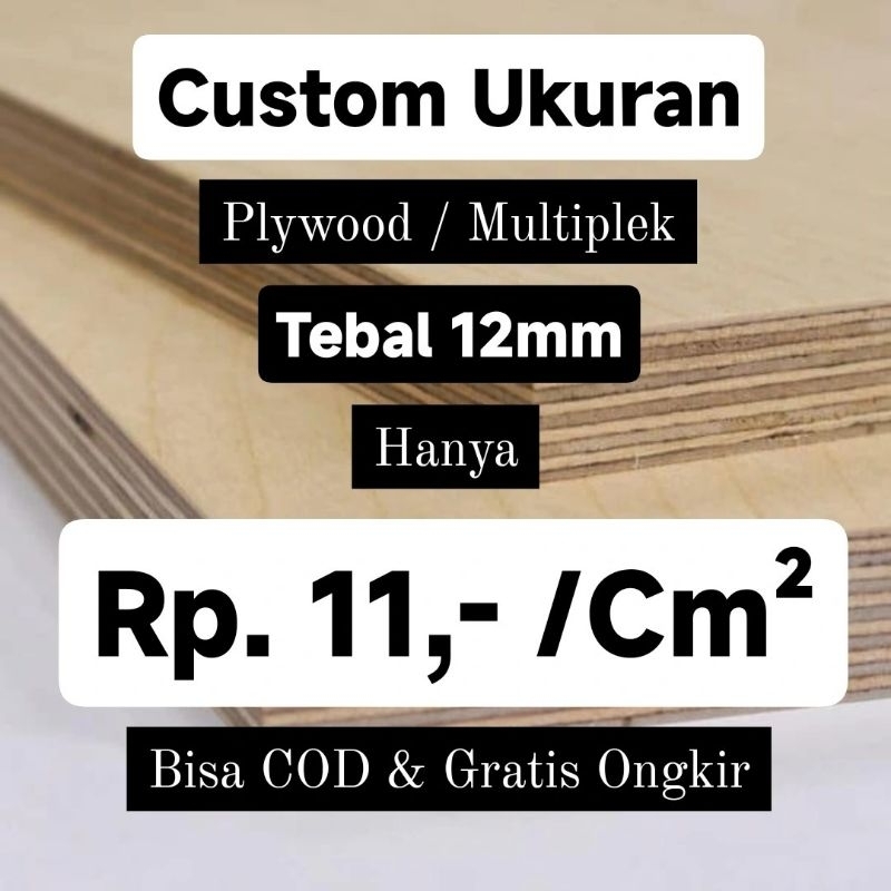 Jual Triplek 12mm Custom Ukuran Plywood Multiplek Meja Papan Ambalan