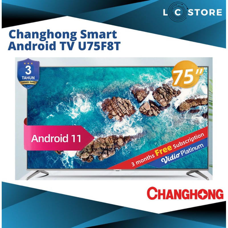 Jual Changhong 75 Inch 4K UHD Newest Android 11 Frameless Smart LED TV