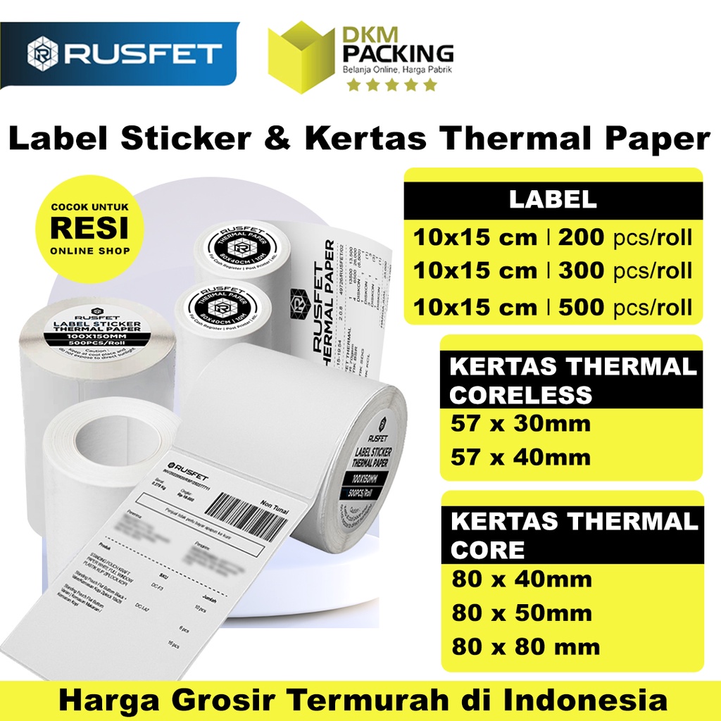 Jual Sticker Thermal Paper Label Kertas Printer Resi Stiker Barcode POS