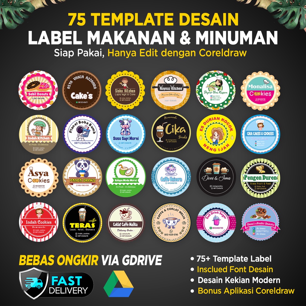 Jual Template Desain Label Makanan Dan Minuman Cdr Kekian Modern Siap