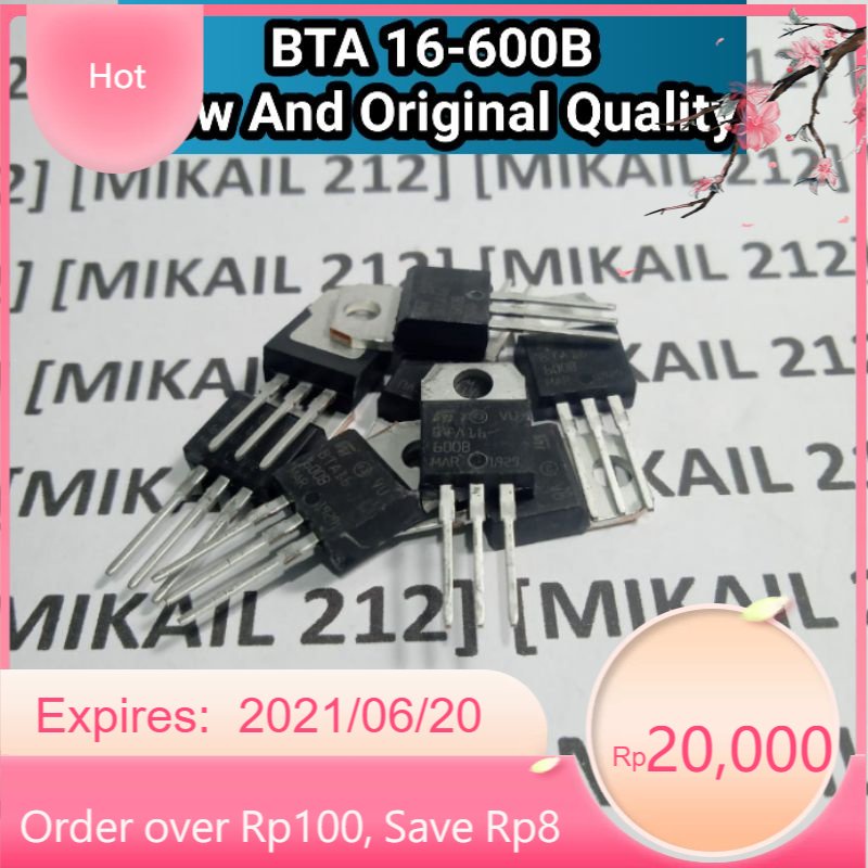 Jual Transistor BTA16 600B BTA 16 600 B BTA 16A 600V Triac Original