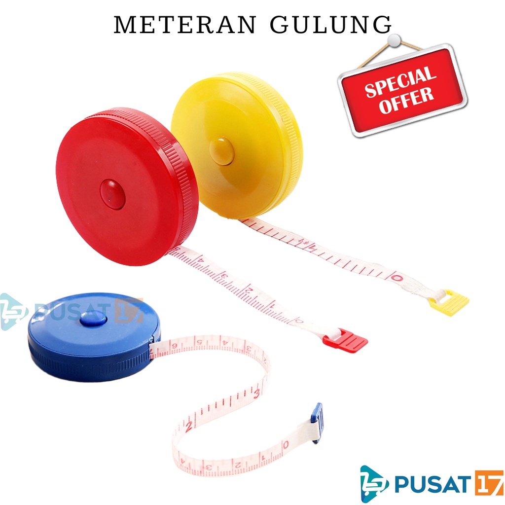 Jual PUSAT17 METERAN GULUNG MINI PUTAR ROLL 150CM METER METERAN KAIN