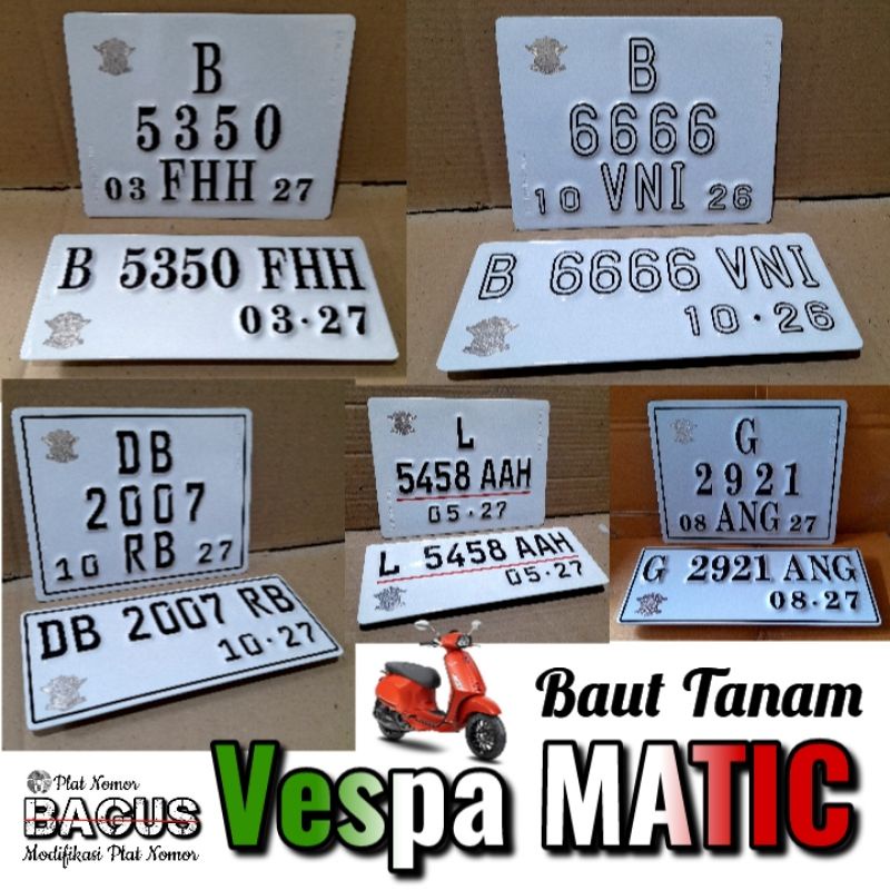 Jual Plat Nomor Plat Putih Vespa Matic Sprint S Primavera