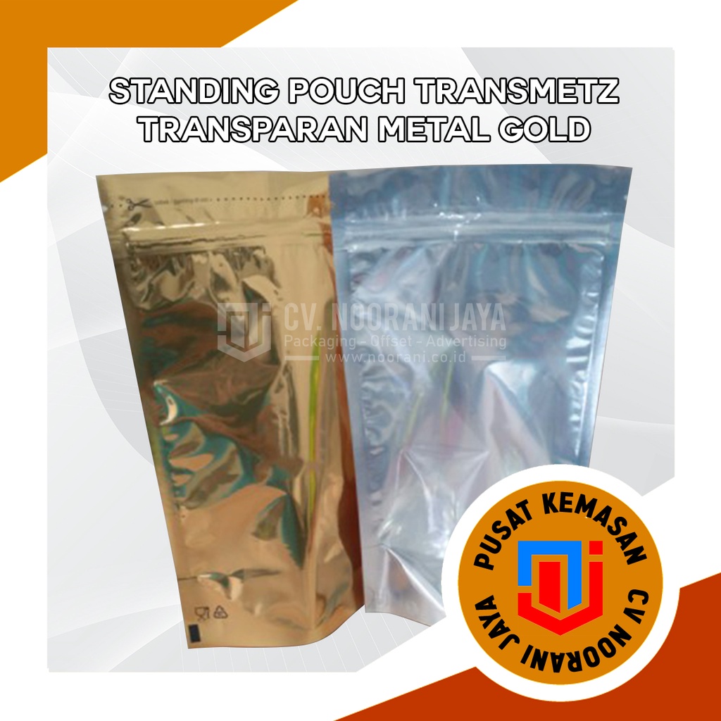 Jual Standing Pouch Zipper Transmetz Kombinasi Transparan Gold Shopee