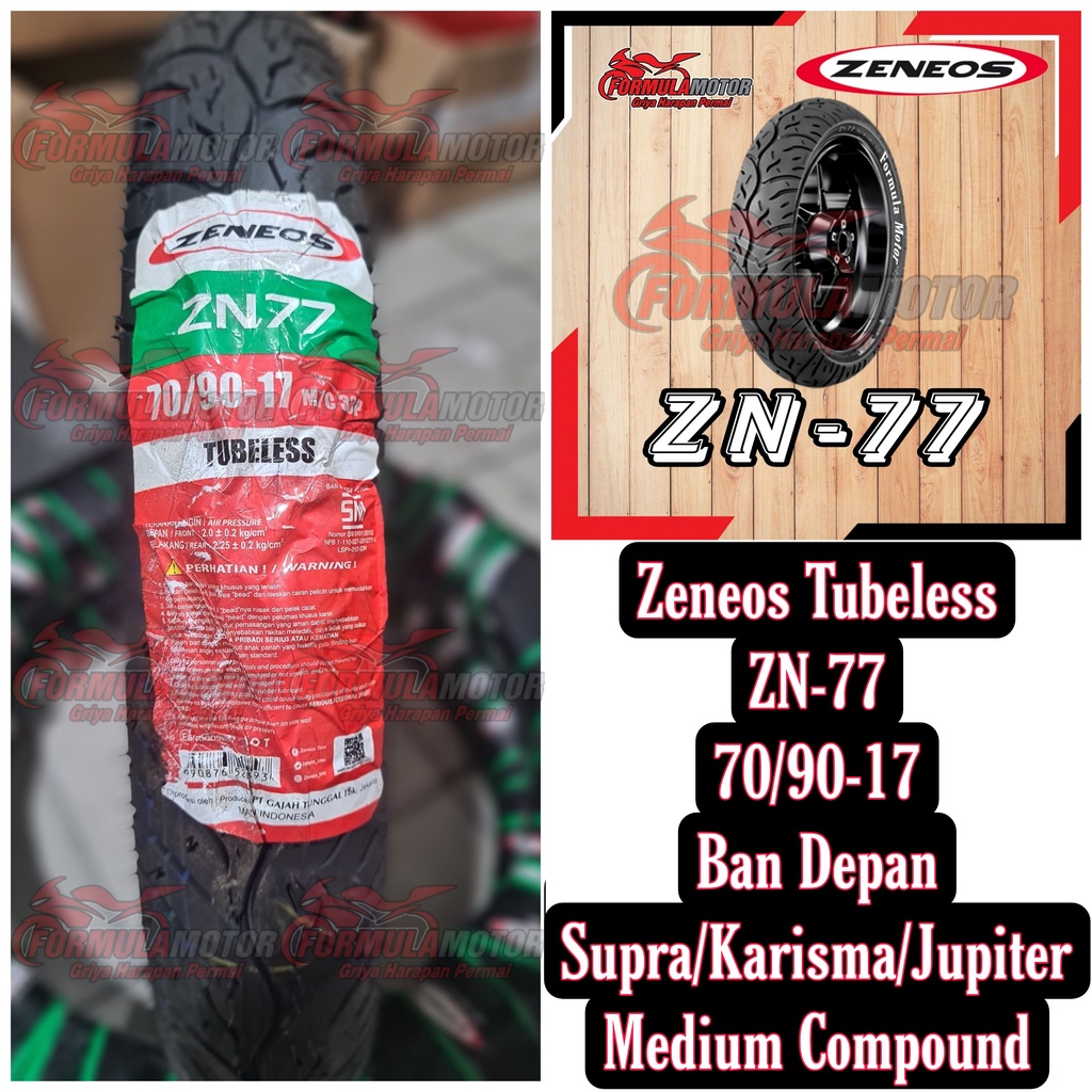 Jual 70 90 17 Ban Zeneos ZN77 ZN 77 Tubeless Ban Depan Supra