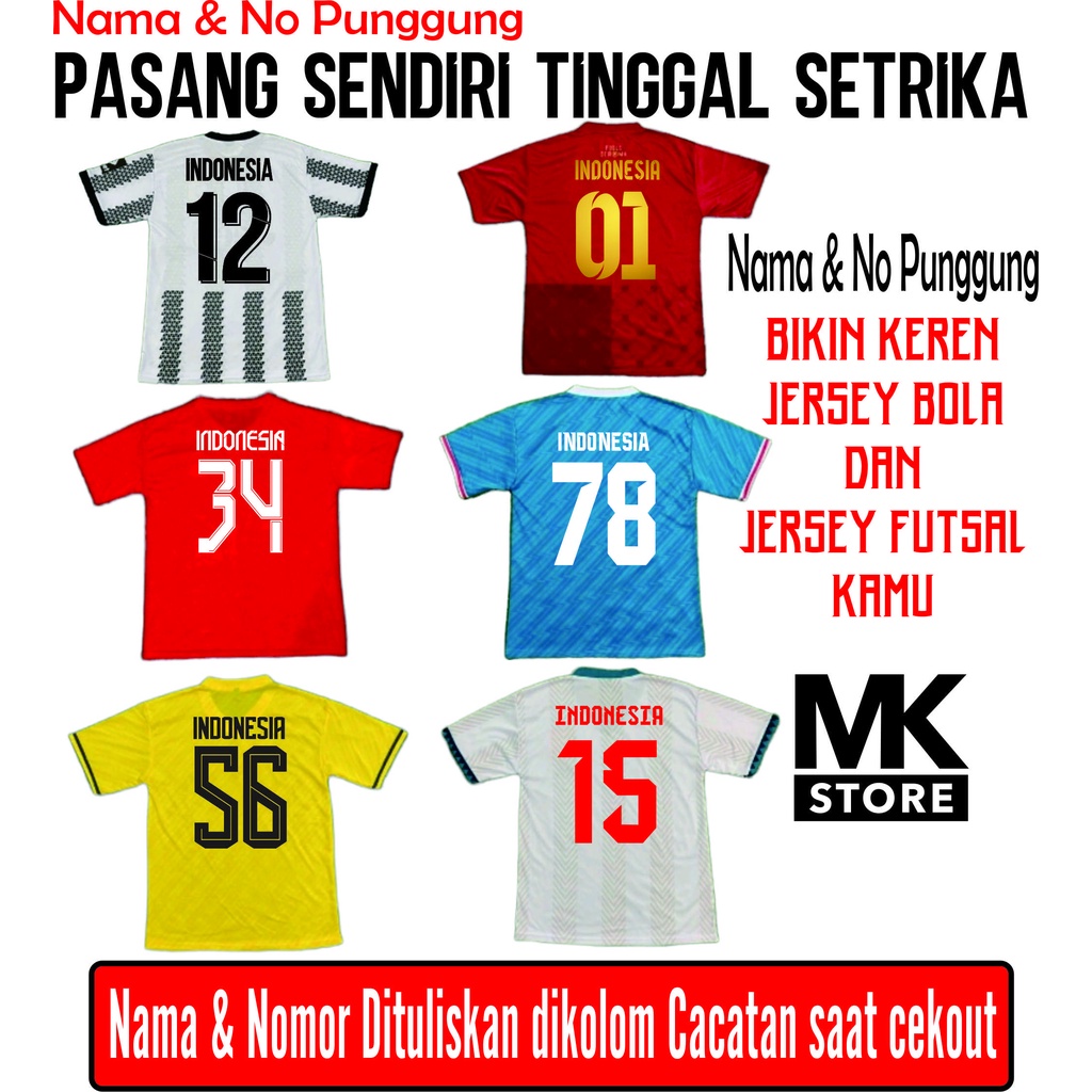 Jual Cetak Nameset Nama Dan Nomor Punggung Jersey Kaos Baju Bola Futsal