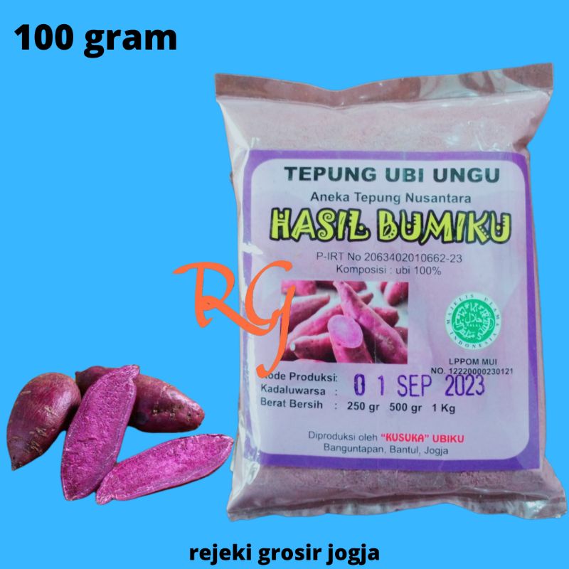 Jual Tepung Ubi Ungu Organik Kemasan 100 GRAM Tepung Umbi Ungu Organik