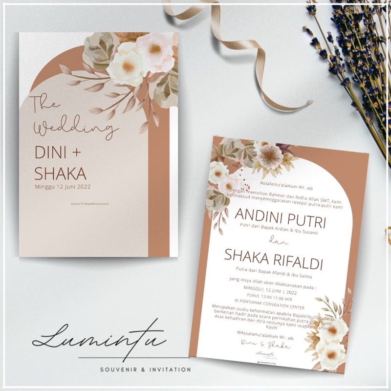 Jual Siena Brown Vintage Invitation Undangan Pernikahan Aesthetic