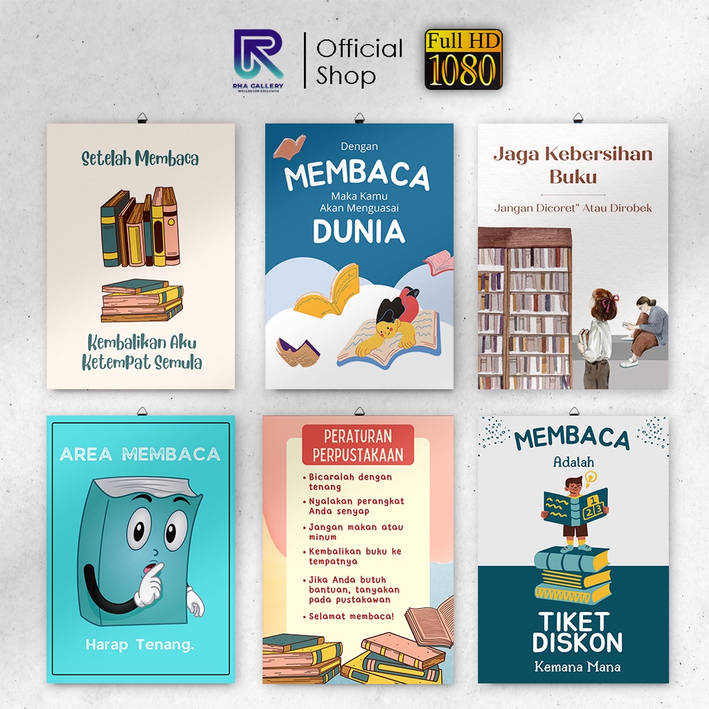 Jual Hiasan Dinding Sekolah Peraturan Perpustakaan Dekorasi Pajangan