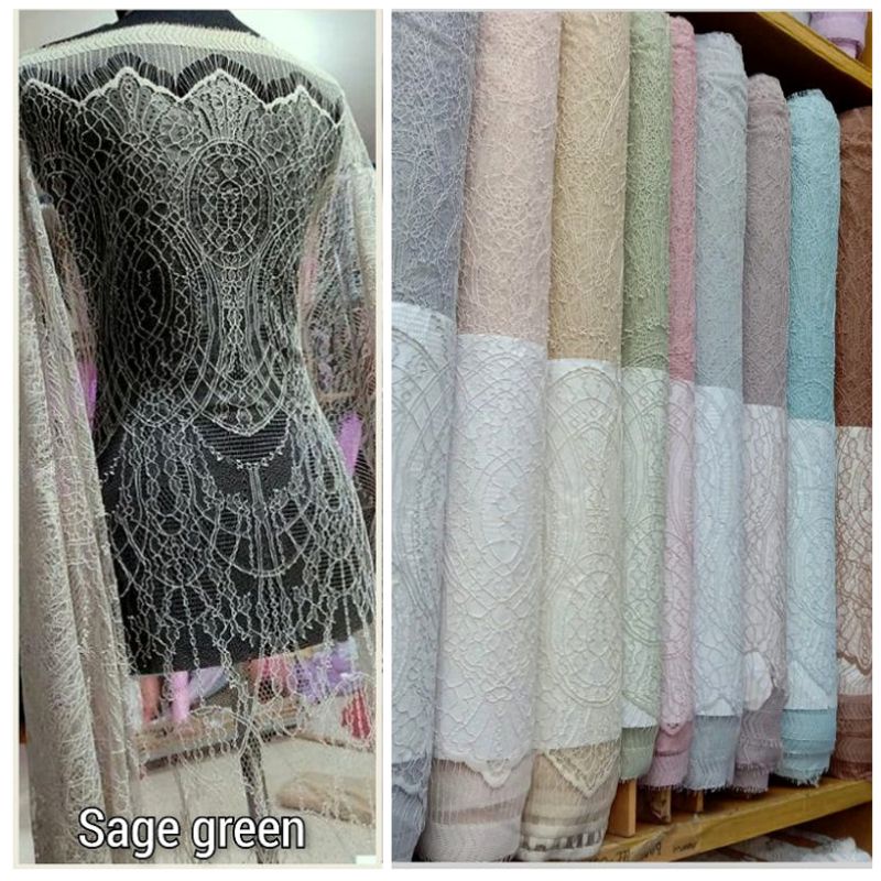 Jual Brokat Chantily Kain Santili Lace Bakal Kain Kebaya Santily