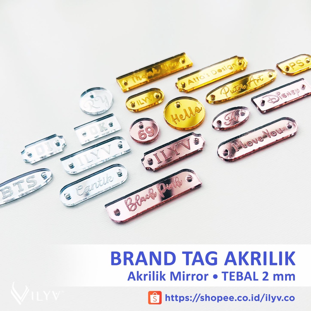 Jual Label Produk Akrilik Mirror Label Jilbab Rebranding Hijab