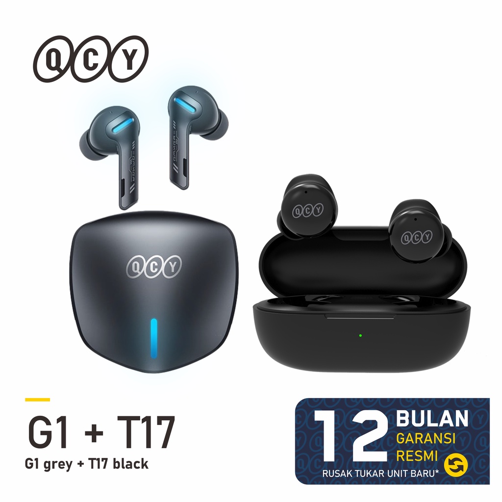 Jual QCY G1 TWS BUNDLE QCY T17 TWS Black Shopee Indonesia