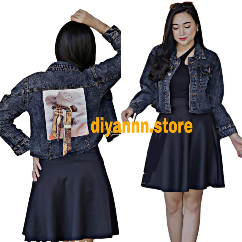 Jual Jaket Jeans Wanita Crop Belakang Pita Jaket Emblem D Denim