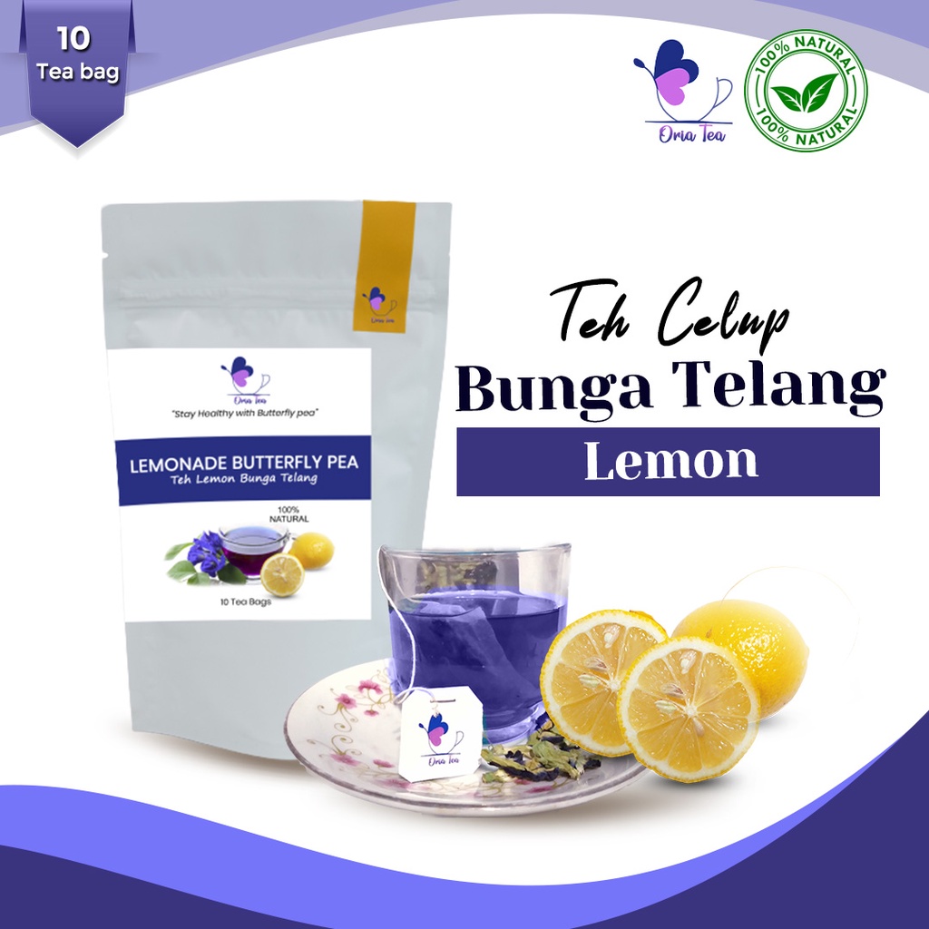 Jual Teh Celup Bunga Telang Lemon Teh Praktis Herbal Teh Celup Bunga