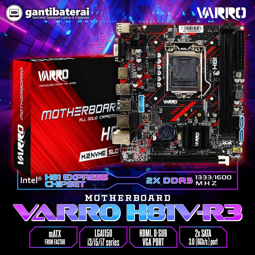 Jual Motherboard VARRO H81 Intel LGA 1150 DDR3 Shopee Indonesia