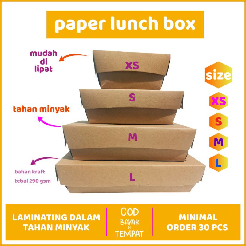 Jual Lunch Box Paper Kraft Coklat Laminasi Ukuran Xs S M L Kotak Kardus