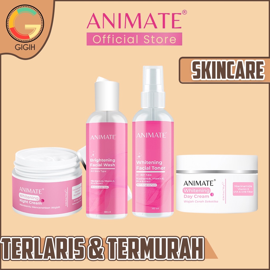 Jual ANIMATE WHITENING PEMUTIH WAJAH SERIES CREAM TONER FACIAL