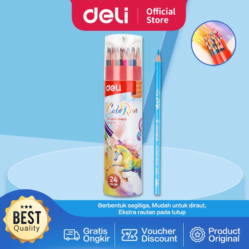 Jual Deli Pensil Warna Warna Dengan Bonus Rautan Pensil Pada Box